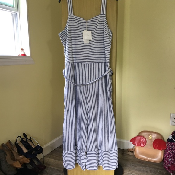 Talia Striped Linen Jumpsuit NWT - Picture 2 of 7